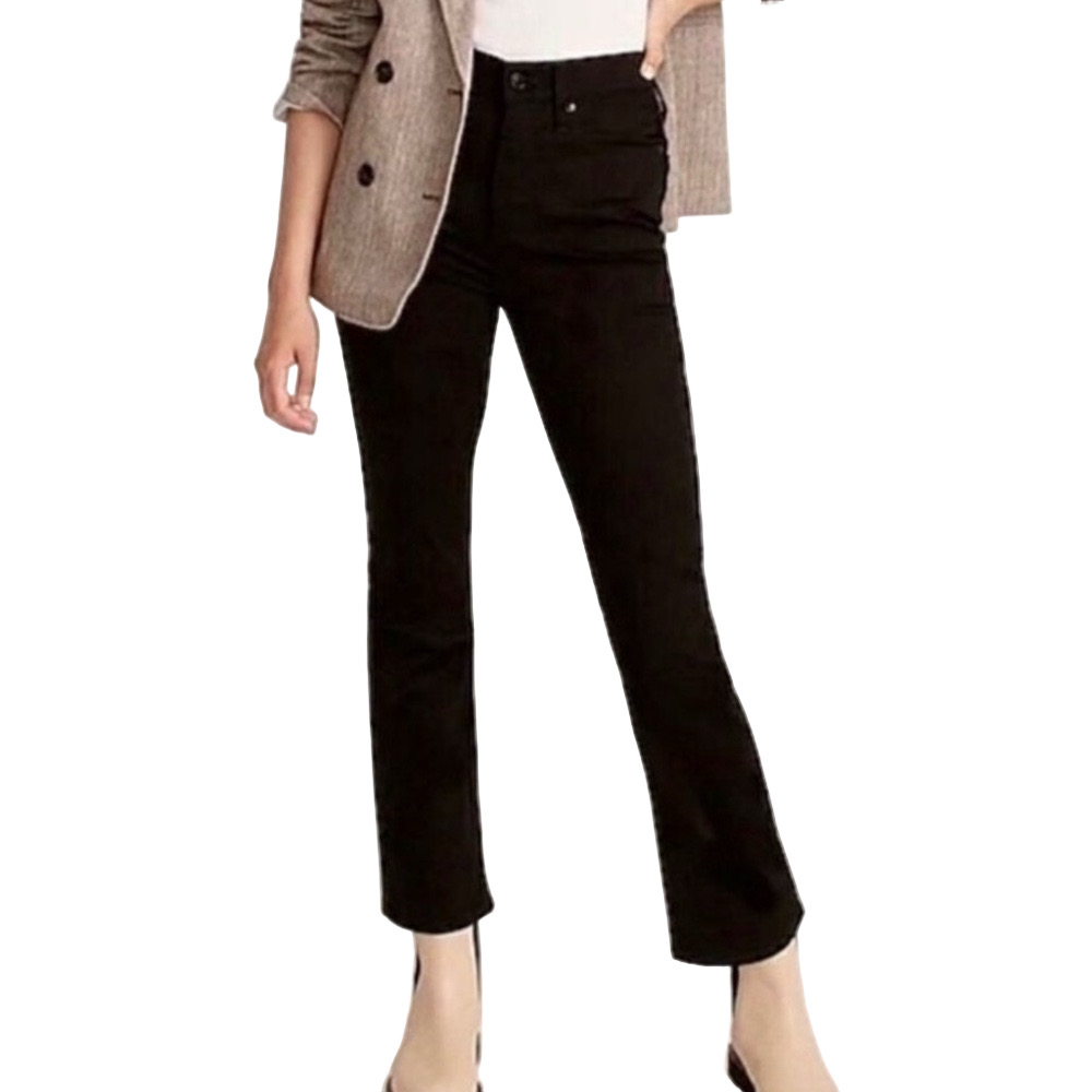 J. Crew 9” Billie Black Denim Demi Boot Crop Jeans Size 33 Cropped Kicked Leg - Picture 3 of 11